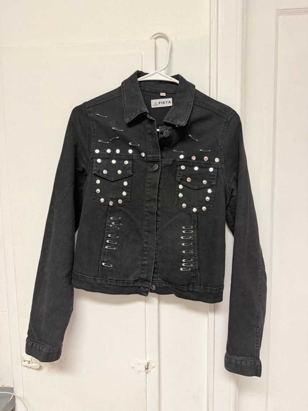 Pieta Black Stud and Eyelet Denim Jacket